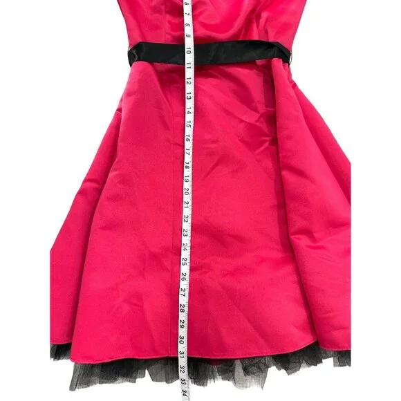 Jessica McClintock Gunne Sax Strapless Dress Pink Black Satin Tulle Size 11/12 - Picture 5 of 7